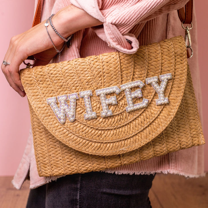 Straw Wifey Clutch Bag - Team Hen