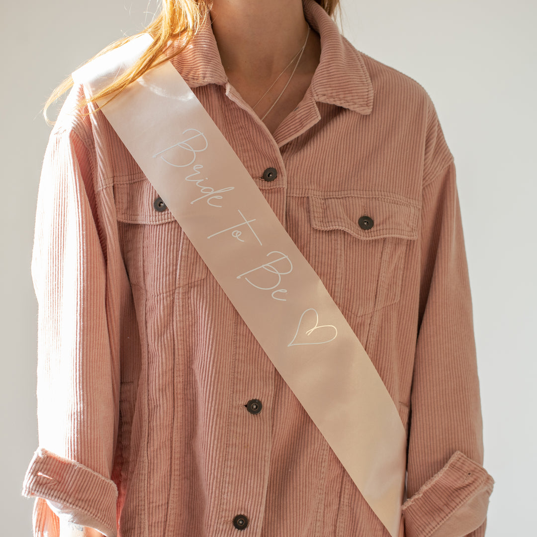 Bride to Be Peach Satin Sash - Team Hen