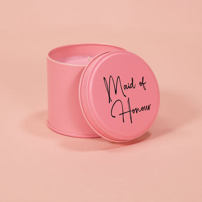 Maid of Honour Pink Tin Candle - Team Hen