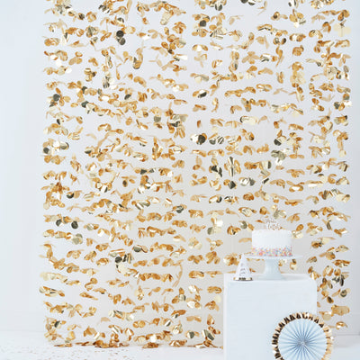 Gold Flower Foil Curtain Backdrop - Team Hen