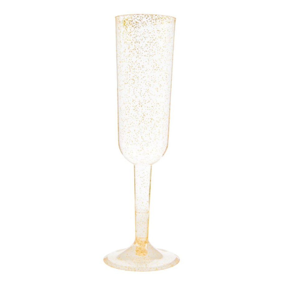 Gold Glitter Plastic Champagne Flute - Team Hen