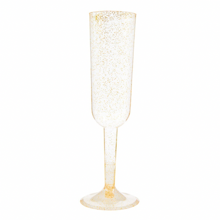 Gold Glitter Plastic Champagne Flute - Team Hen