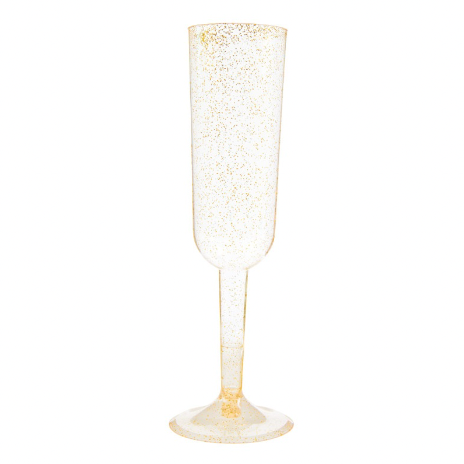Glitter Plastic Champagne Flute 4 Pack