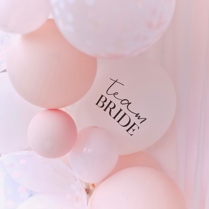 Pink and White Balloon Arch Kit with Streamers - Team Hen