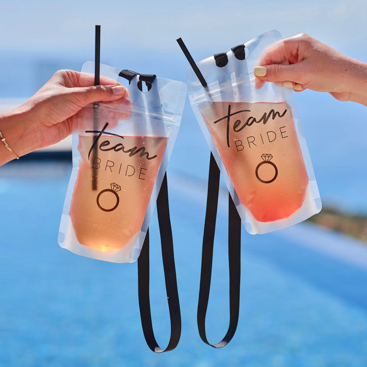 Team Bride Drinking Pouch & Lanyard - Team Hen