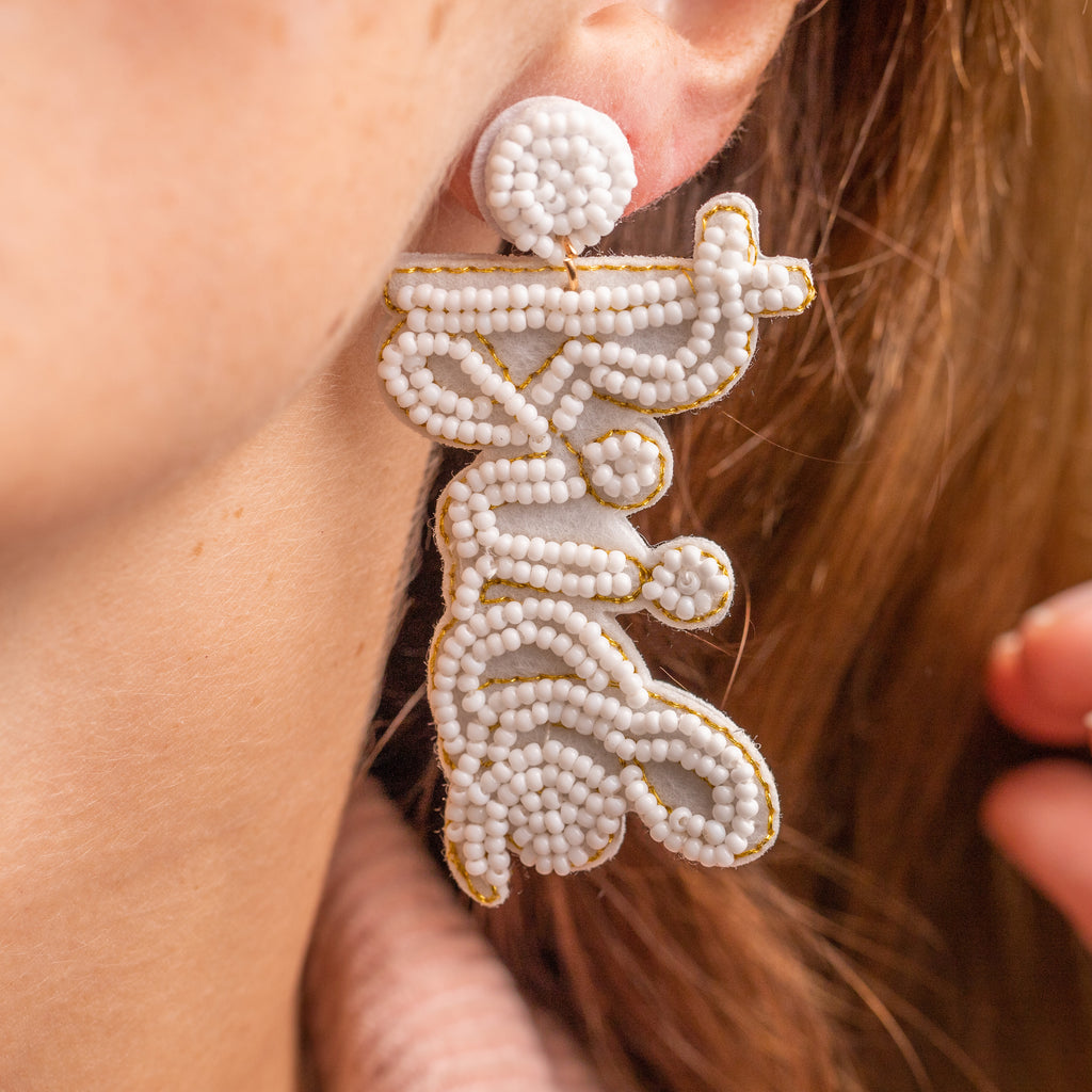 Bride Script Beaded Earrings