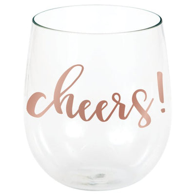 Cheers Stemless Plastic Wine Glass - Team Hen