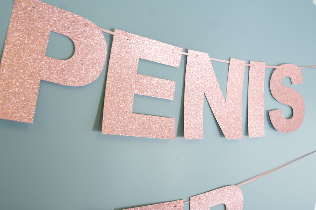 Same Penis Forever Rose Gold Glitter Banner - Team Hen