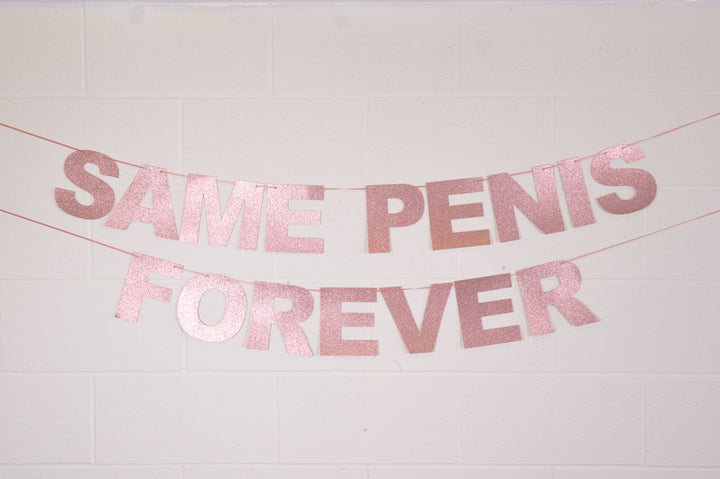 Same Penis Forever Rose Gold Glitter Banner - Team Hen