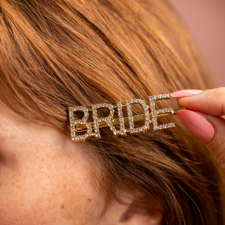 Bride Diamanté Hair Slide Gold - Team Hen