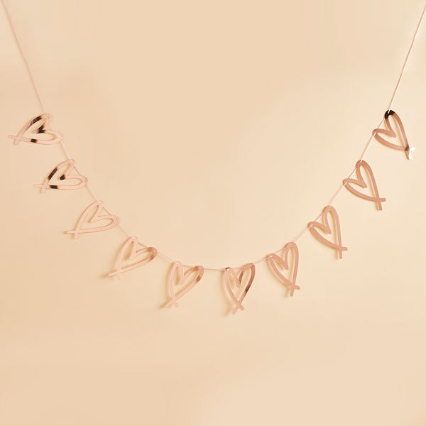 Rose Gold Love Hearts Garland Banner | Hen Party Banner - Team Hen