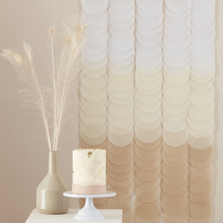 Nude Ombre Tissue Paper Disc Curtain Party Backdrop - Team Hen