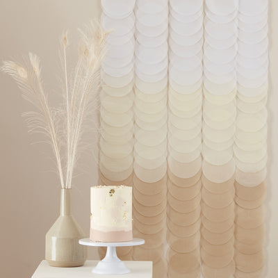 Nude Ombre Tissue Paper Disc Curtain Party Backdrop - Team Hen